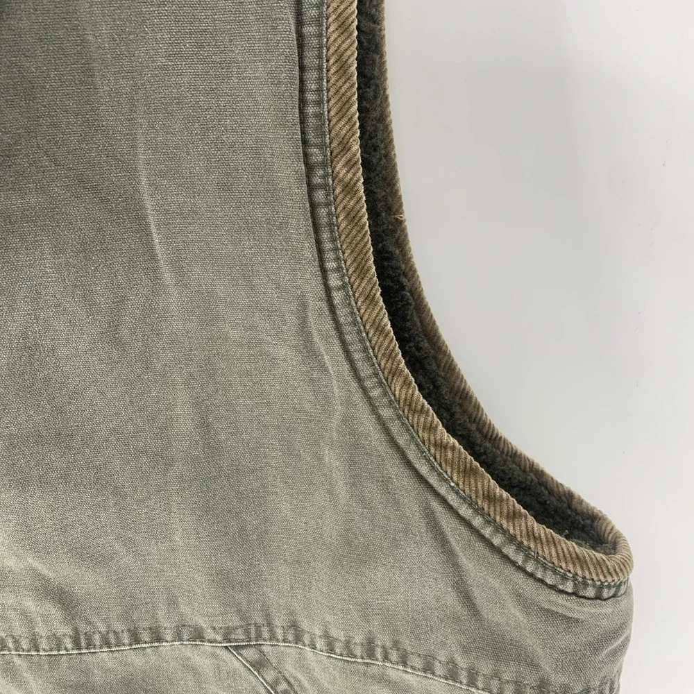 Wrangler Men's Sherpa Lined Vest Green 2XL Zip Button Pockets Workwear
